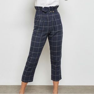 Blue paper-bag pants